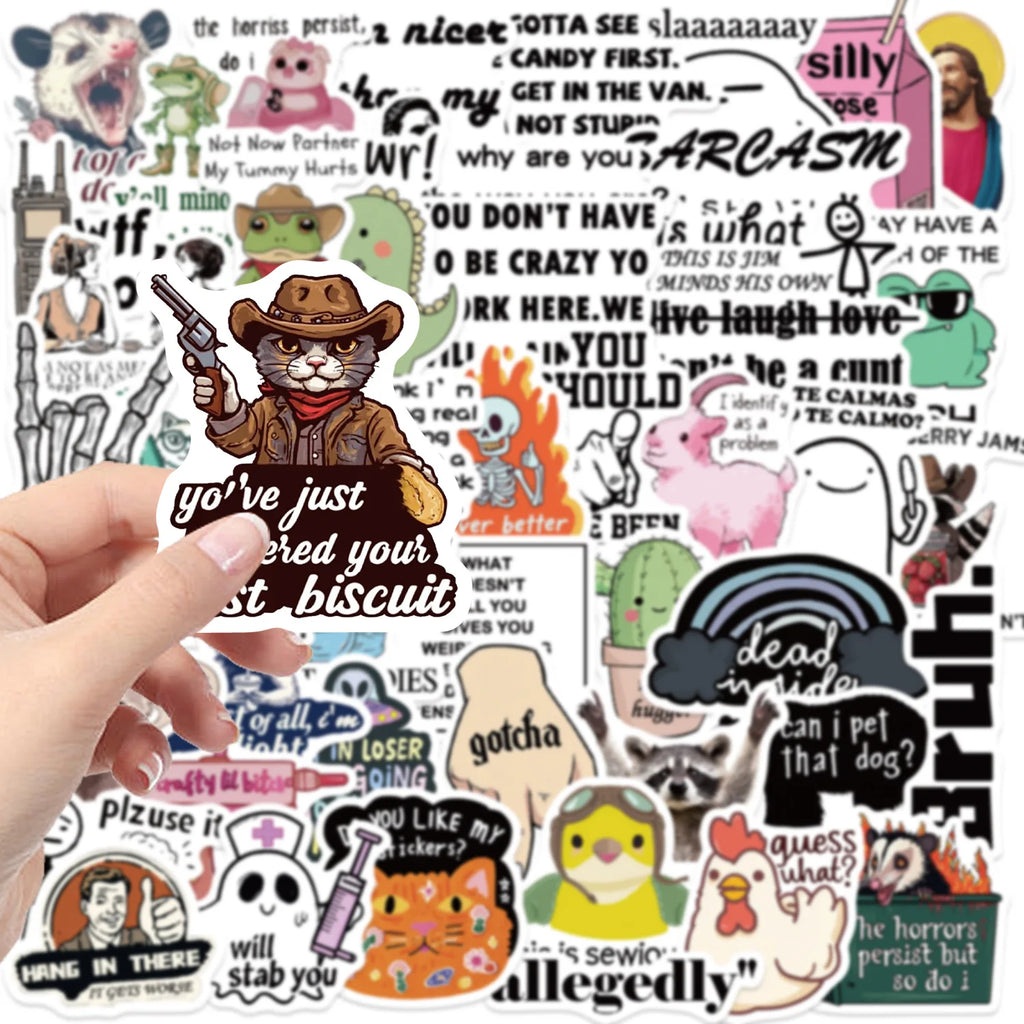 50/100PCS Cartoon Fun Meme Graffiti Stickers Decorative Guitar Notebook Luggage DIY Waterproof Stationery Notebook Stickers