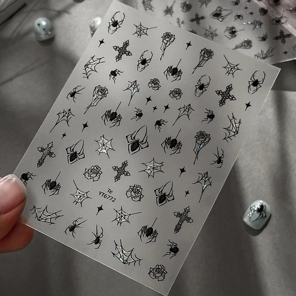 Jelly Halloween Skeleton Stickers Nail Art Cool Evil dark style decorative Nails Sticker DIY Trendy Manicure Ornaments Supplier