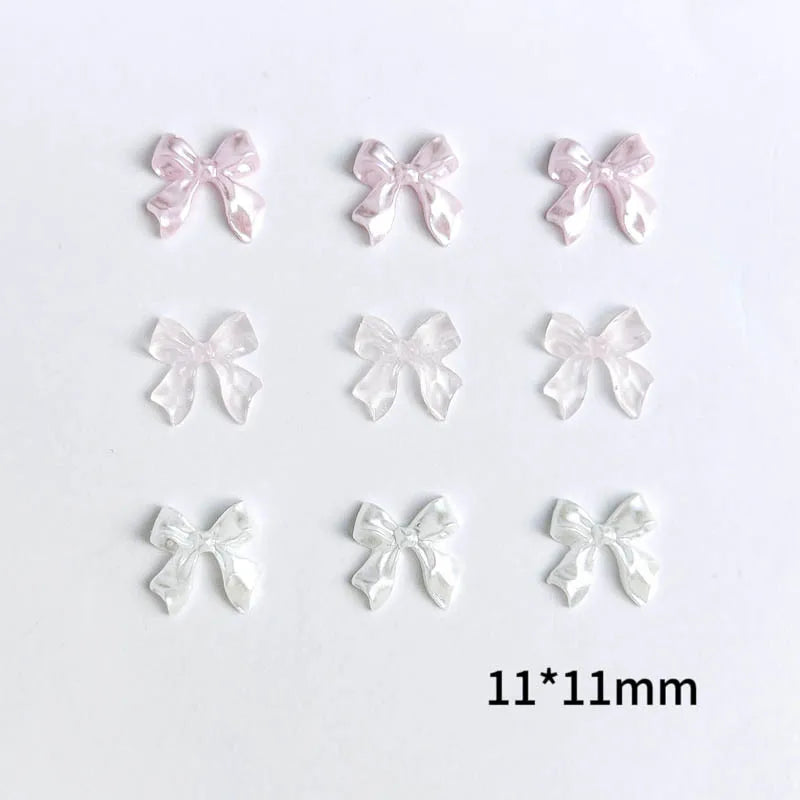 Pink ice-transparent Ribbon Bow Nail Art Accessories Shiny BowKont Resin Nail Charms DIY Manicure Design Nail Decorations Parts