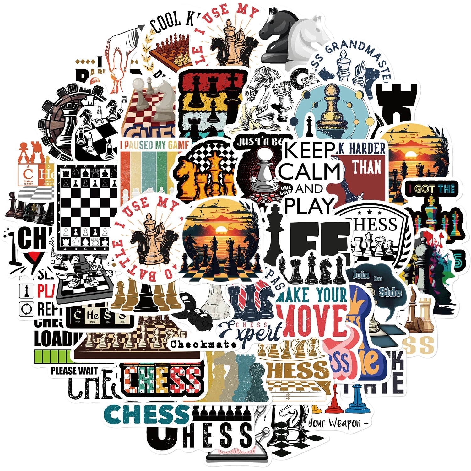 50PCS Chess Game Sticker Classic Motorcycle Graffiti Laptop Phone Car Motorcycle Luggage Skateboard Diary Decal Aesthetic Sticke