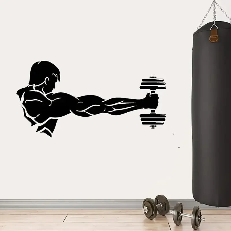 Athletic Gym Muscle Gym Vinyl Wall Decal Workout Logo Fitness Beast Barbell Bodybuilding Healthy Wall Sticker for Gym Decor