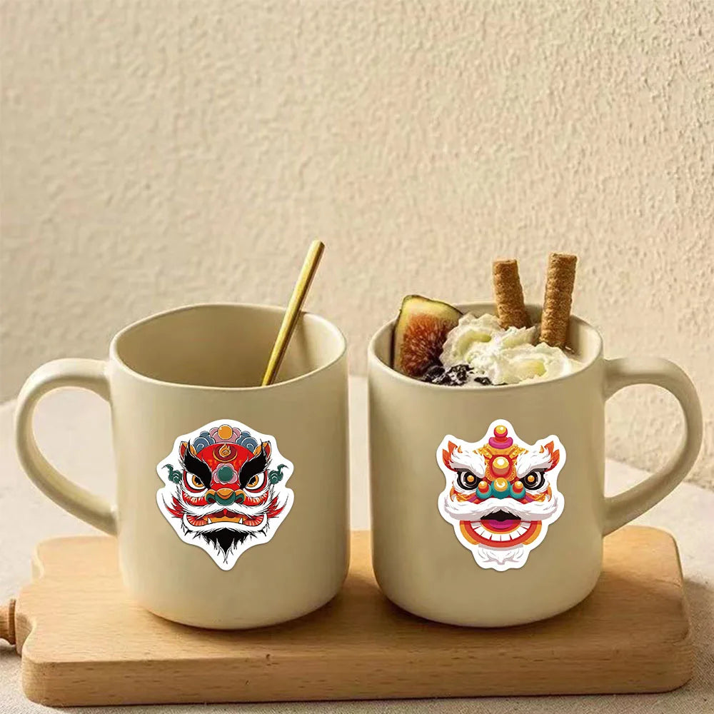50PCS Creative New Year Lion Dance Graffiti Stickers DIY Luggage Laptop Tablet Speaker Decoration Wall Stickers Gift Stickers