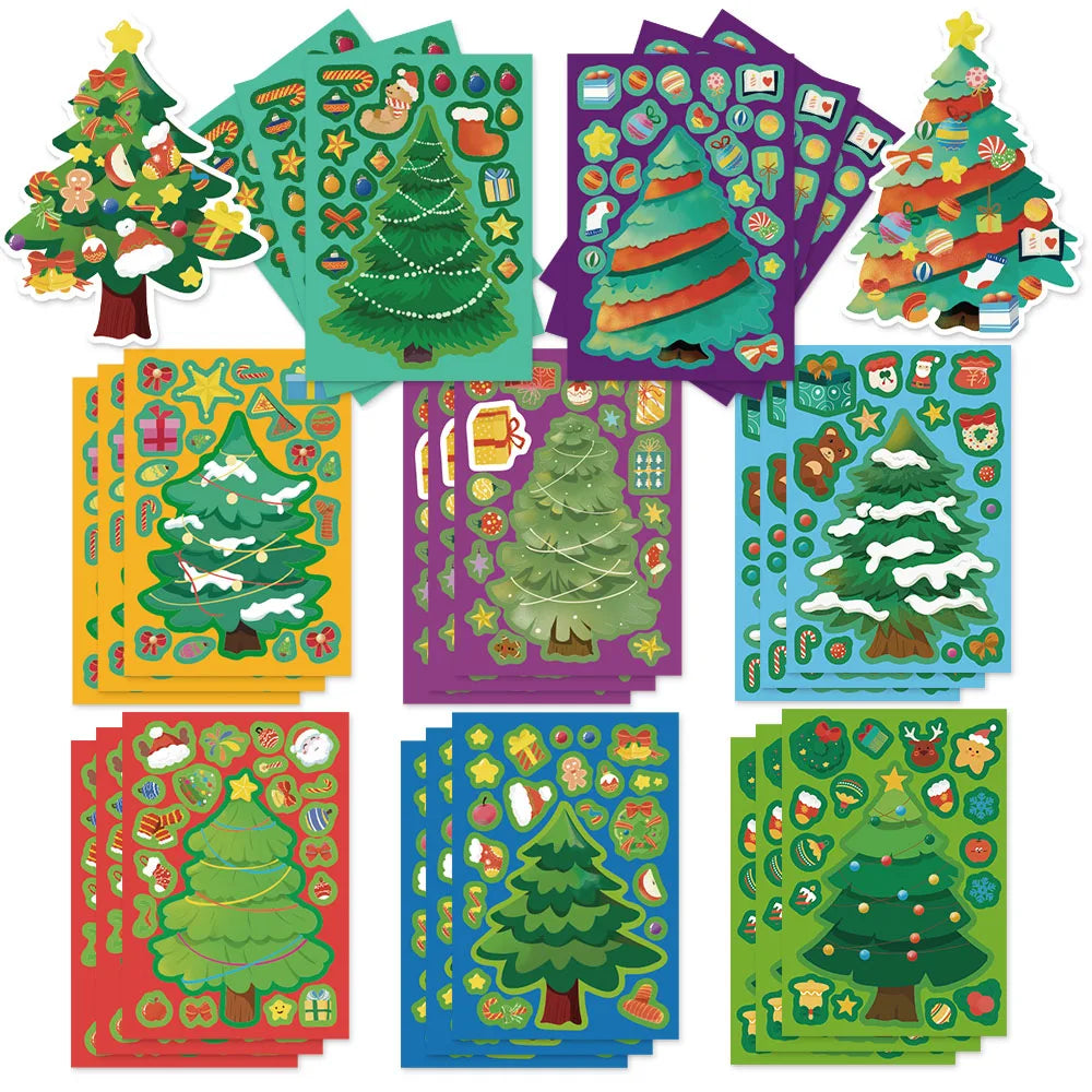 8PCS Christmas Fun Christmas Tree Creative Collage DIY Suitable for Phone Cases, Tablets, Water Cups, and Decorative Toy Sticker