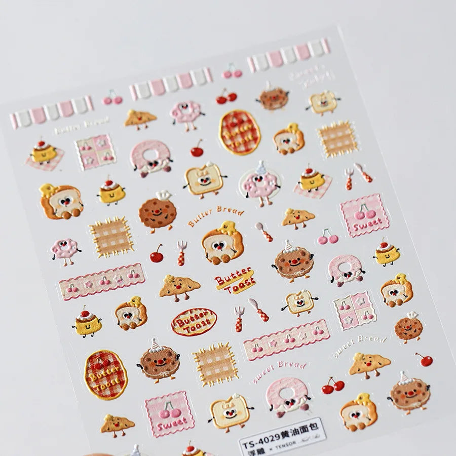 Halloween Nails Sticker 5D Embossed Cartoon Nail Art Stickers Retro Rabbit Self Adhesive Stickers For Nails DIY Manicure Decals