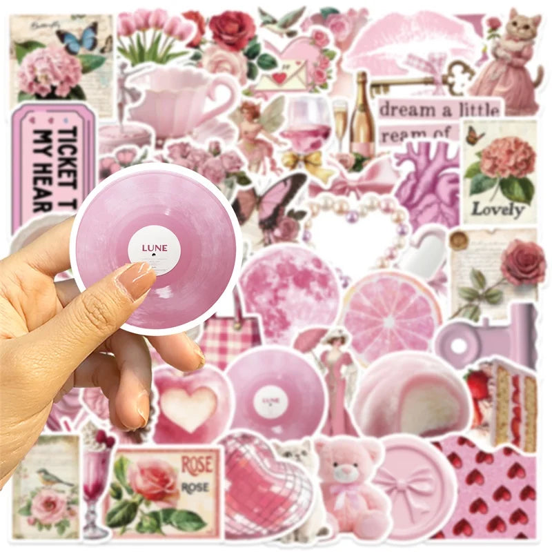 10/30/50PCS Kawaii Pink Angel PVC Sticky Sticker Aesthetic Stationery DIY Children's Decoration Scrapbooking School Supplies