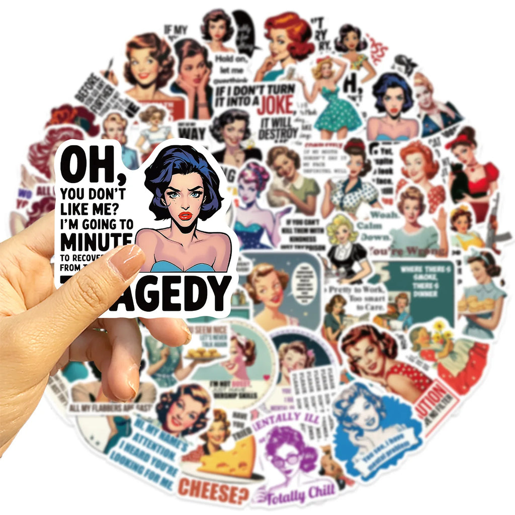 50/100PCS Cartoon Women's Quotes Graffiti Stickers Decorative Guitar Notebook Luggage Can Be DIY Waterproof Stickers