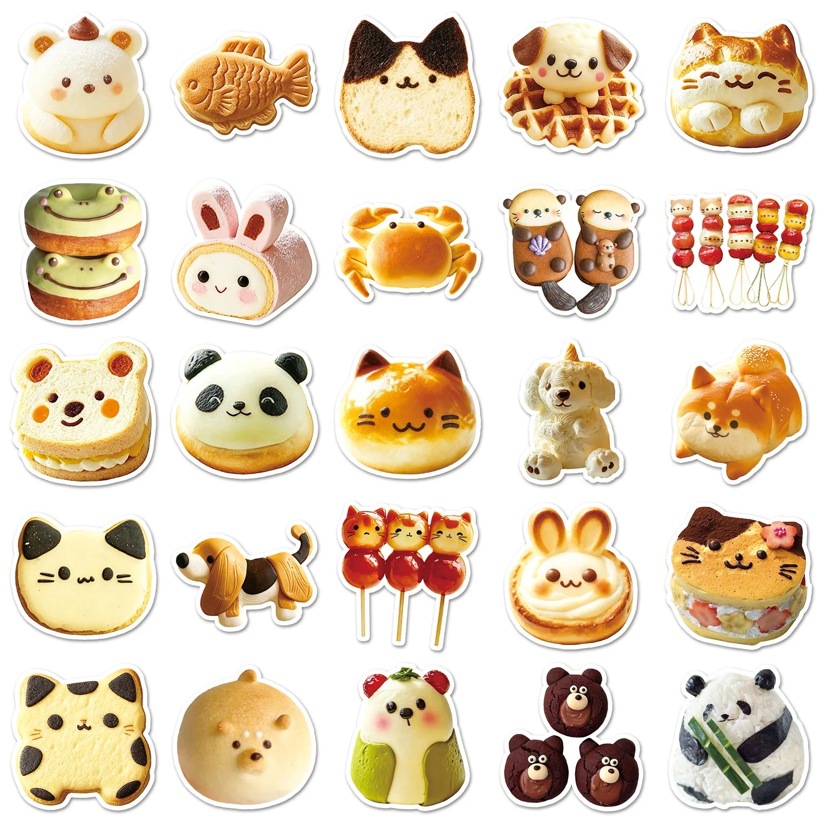 50PCS PACK Cartoon Bread Animal Stickers Cute Creative Waterproof Decorative Refrigerator Water Cup Notebook Luggage Stickers
