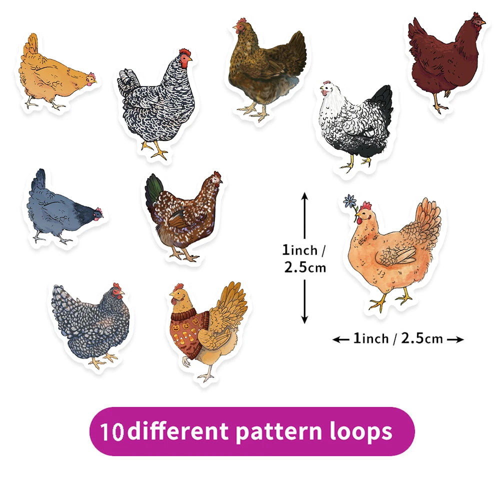 500PCS Cartoon Old Hen Learning Reward Stickers 10 sheets 2.5cm/1.0-inch Chicken Learning Reward Set Party Gift Stamps