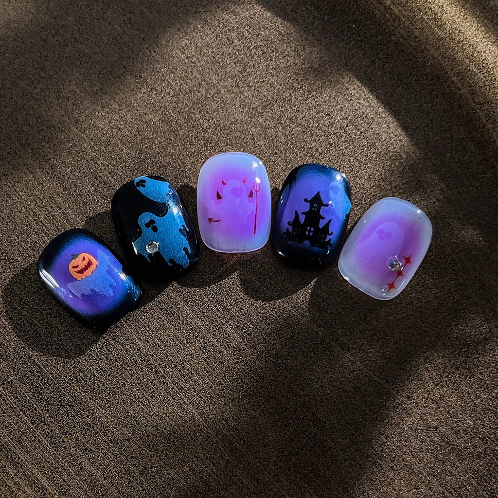 Ghost Nail Art Stickers 5D Halloween Pumpkin Ghost Self Adhesive Transfer For Nails DIY 3D Manicure Decorations Decals Stickers