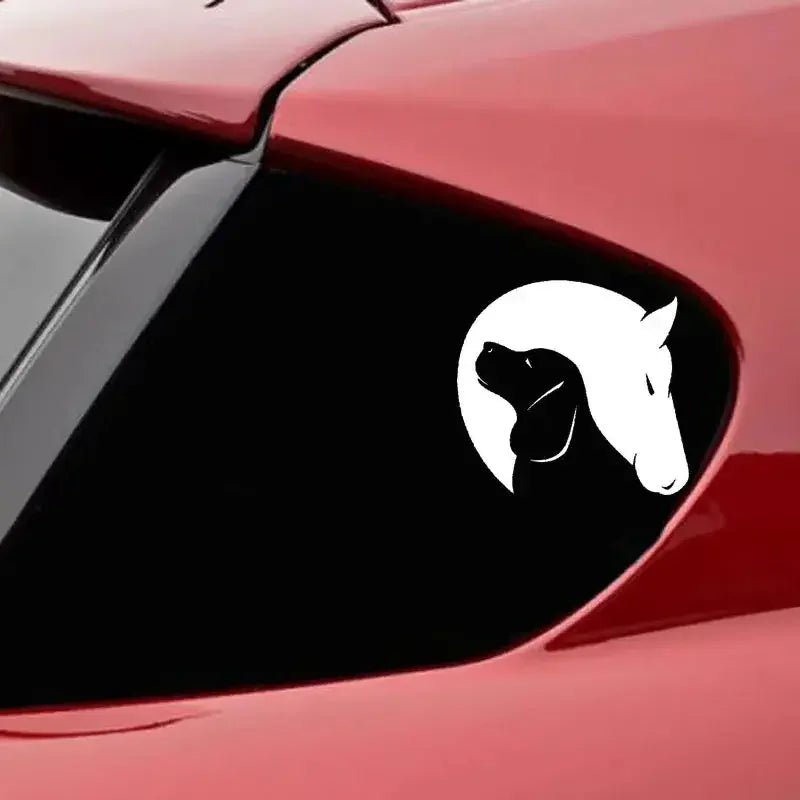 Dog And Horse Friendship Love Animals Decor Car Vinyl Decal Stiker Black