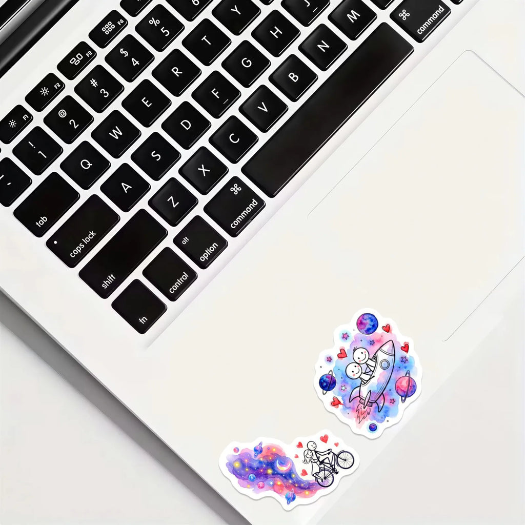 50/100 Pcs Galaxy Watercolor Stick Figure Couple Stickers Dreamy Minimalist Waterproof for Atmosphere Phone Laptop Diary Decals