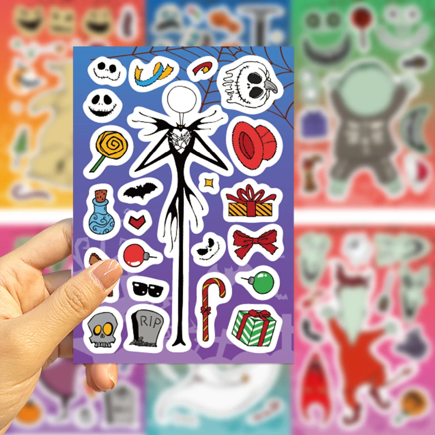 8/16/24PCS Cartoon Halloween Horror Night Face Changing Collar DIY Phone Notebook Decoration Waterproof Stationery Sticker