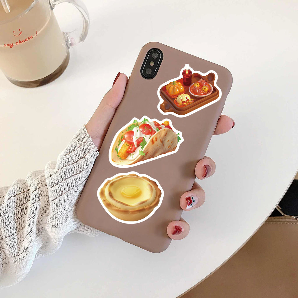 50Pcs Ins Style Food Print Sticker Creative Harajuku Pack For Phone Suitcase Guitar PET Bookkeeping Material DIY Vintage Sticker
