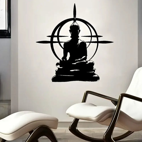 1pc Creative Wall Sticker, Buddha Mandala Pattern Self-Adhesive Wall Stickers, Bedroom Entryway Living Room Porch Home Decoratio