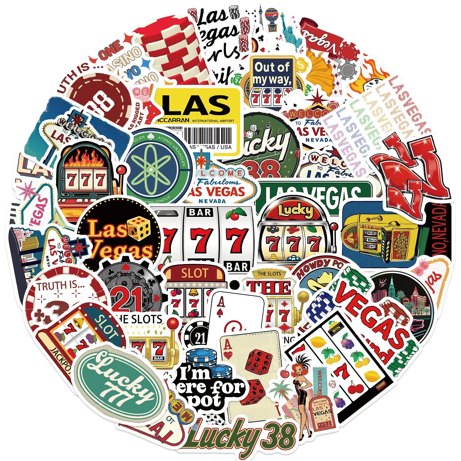 50PCS Cartoon Las Vegas Graffiti Stickers Guitar Notebook Luggage DIY Waterproof Stationery Children's Stickers