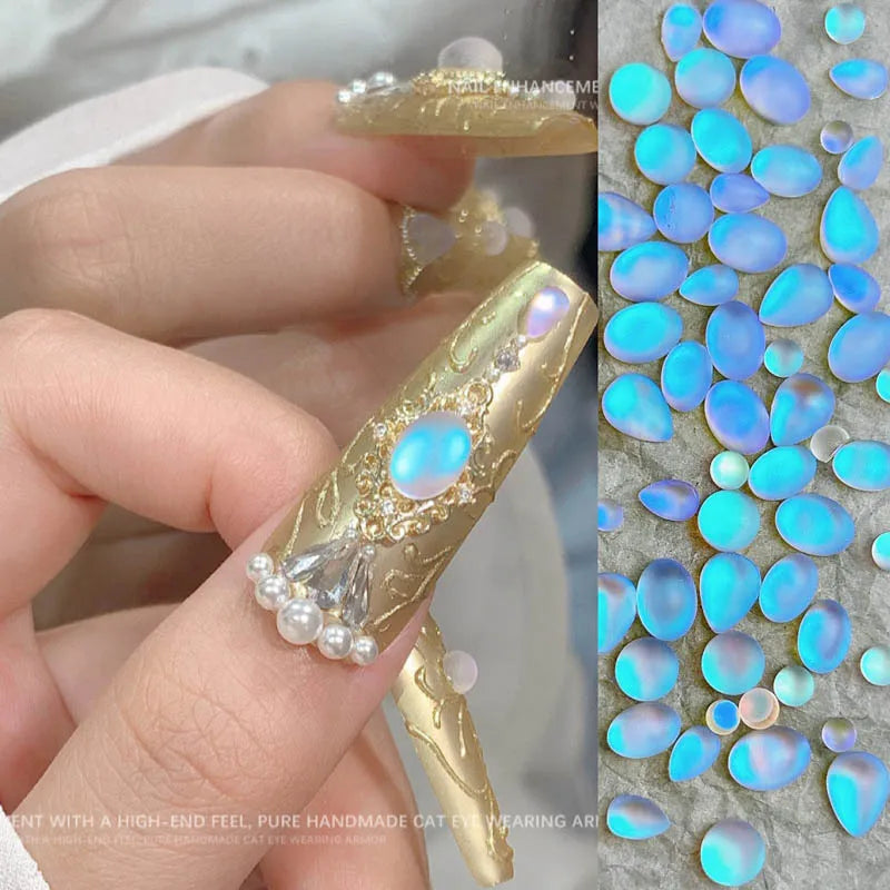 New Matte Frosted Blue Tears Nail Art Charms Oval Water Drop Diamond Nail 3D Decorations  7Styles Nail Art Accessories DIY Parts