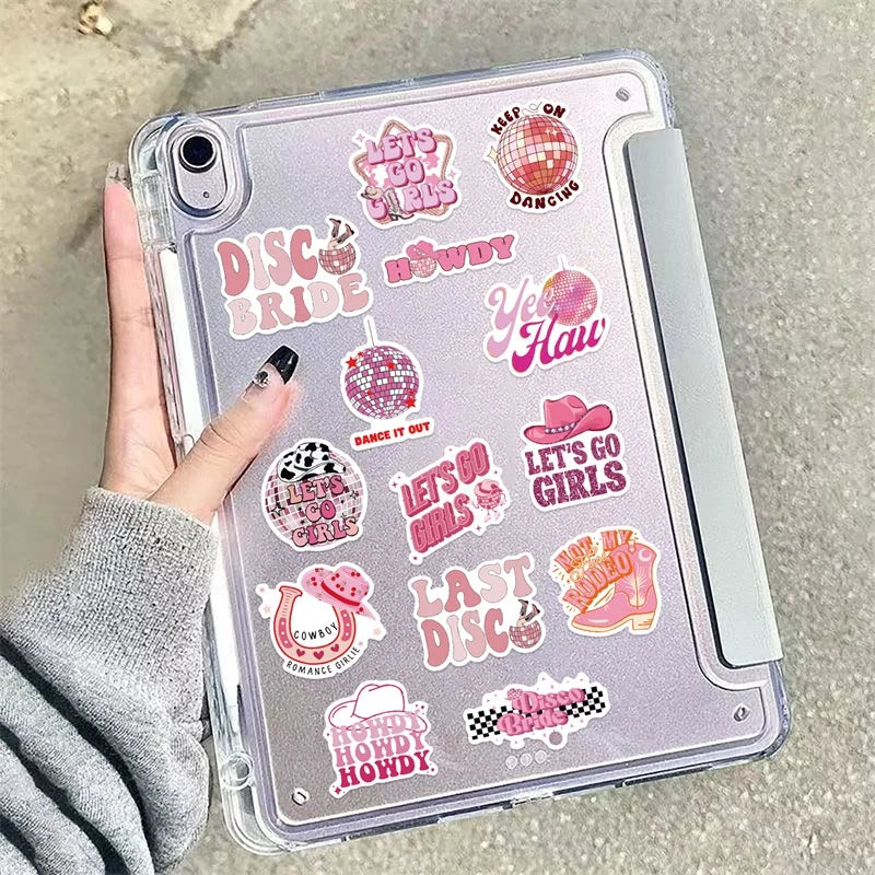10/30/50PCS Cute Girl Cowboy Sticky PVC Sticker Aesthetic Stationery Pink DIY Decoration Scrapbooking School Supplies for Kids