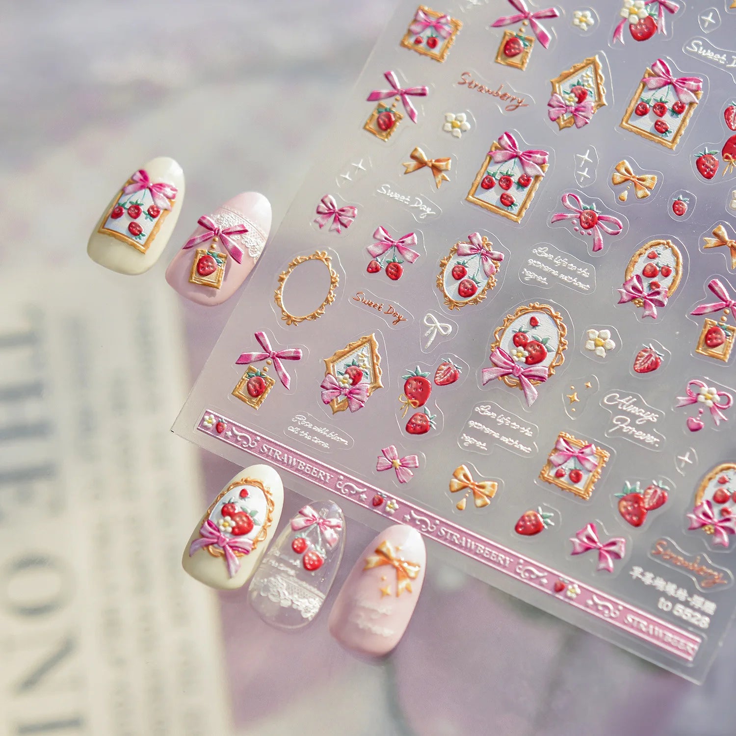 Bows Rabbits Nail Art Stickers 5D Softs Embossed Nail Decorations Stickers Sweet Cartoon Self Adhesive Nail Art Accessory Decal
