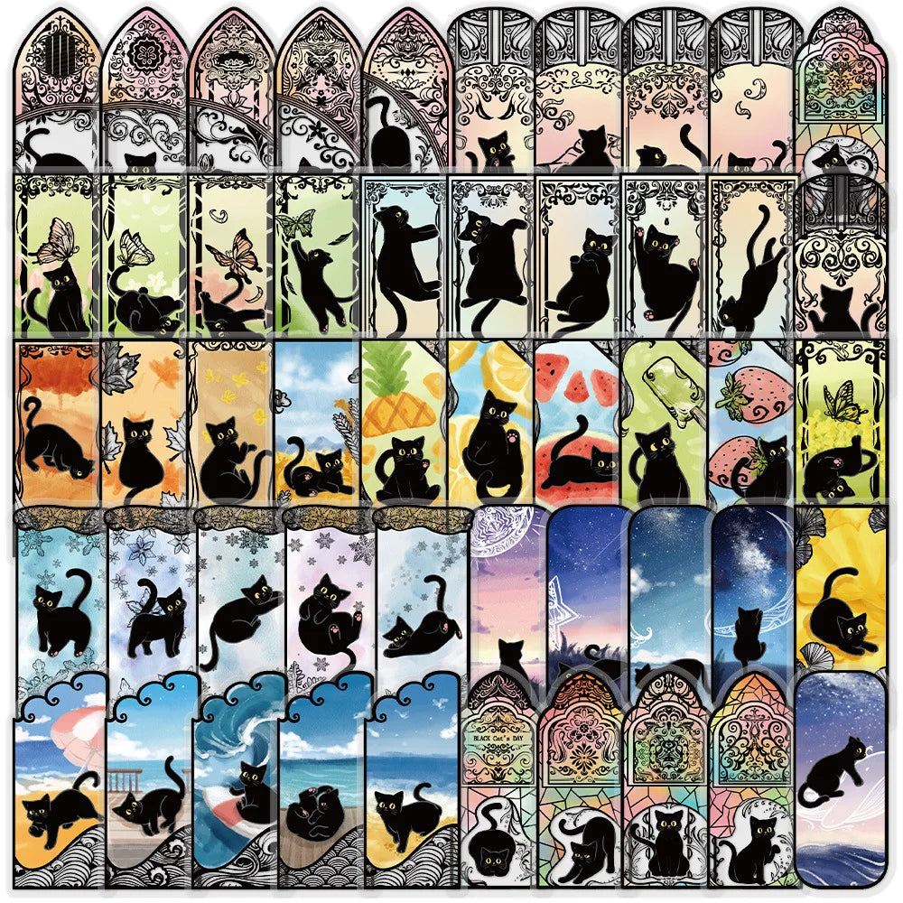 50PCS Transparent PET Cartoon Novelty Cat Imagination Stickers Decorative Luggage Laptop Stationery Reward Stickers