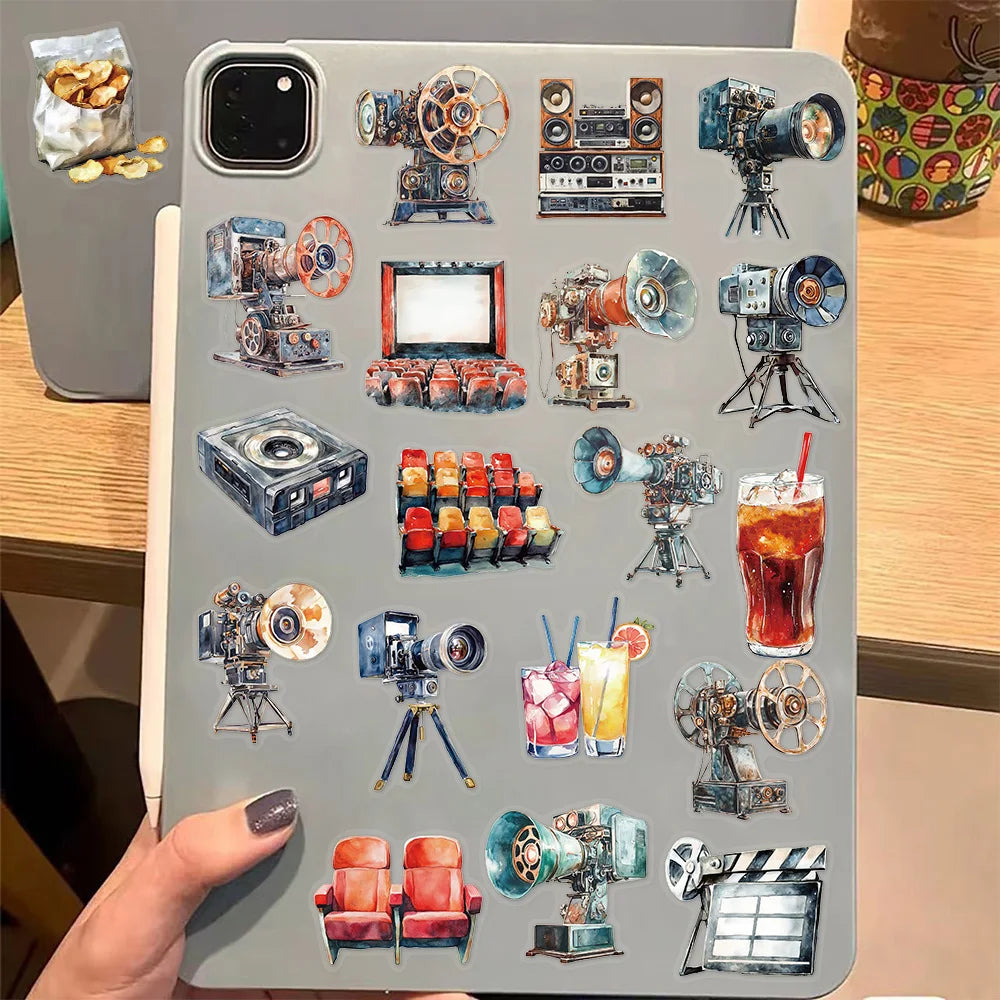 50PCS Transparent Movie Projector Technology Fun Decoration Graffiti Stickers DIY Phone Case Laptop Tablet Toy Stickers