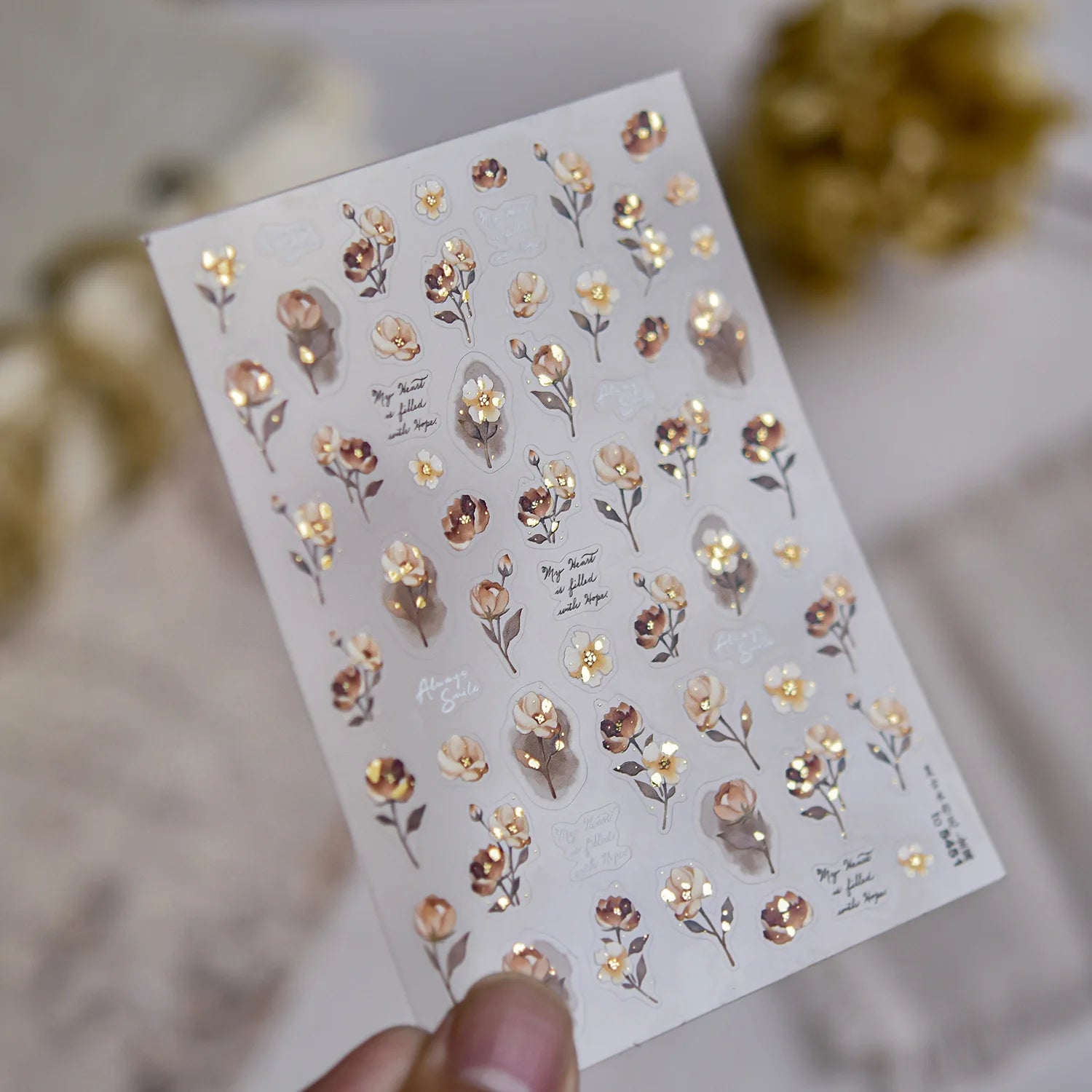 Hot Stamping Nail Stickers Exquisite Retro Watercolor Flower Nail Art 3D Decorations Stickers DIY Back Adhesive Manicure Decals