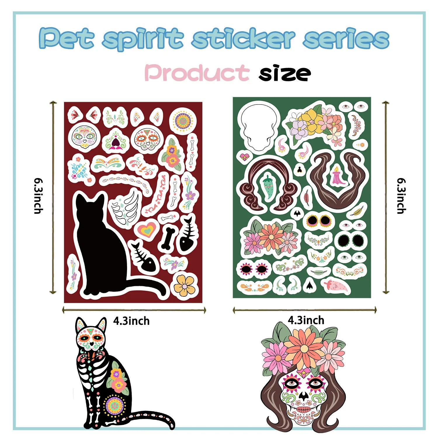 8/16/24PCS Toy Puzzle Stickers Mexican Day of the Dead Make a Face Stickers DIY Handicrafts Waterproof Stickers