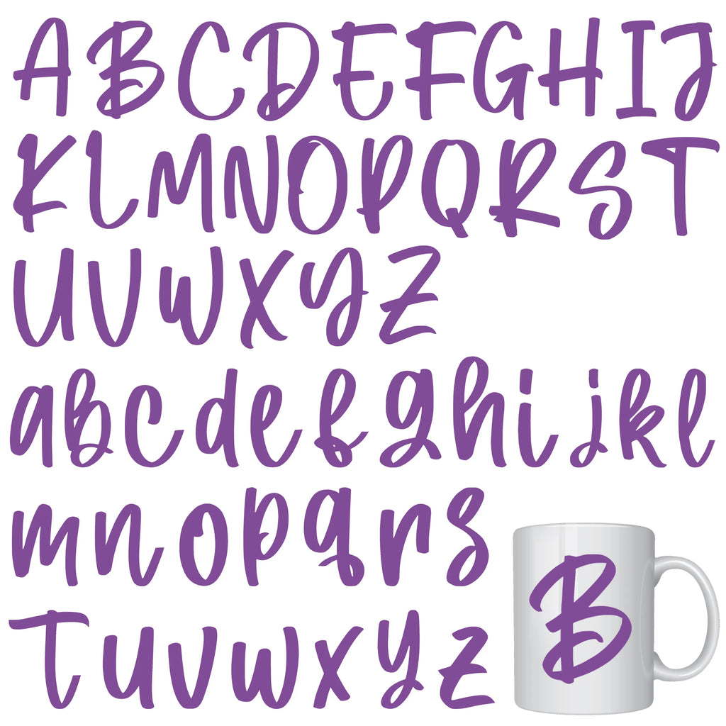 52 sheets of 3-inch A-Z pattern, 2.5-inch A-Z pattern UV DTF transfer letter stickers, waterproof letter wipe transfer stickers