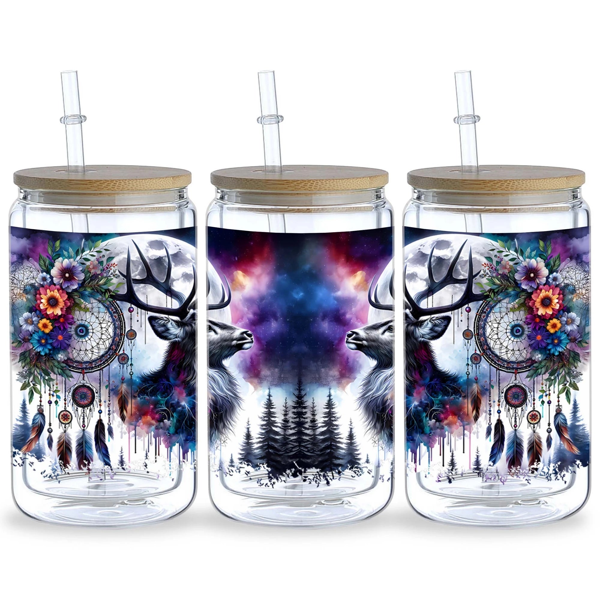 5 Sheets Animal Dream Catcher UV DTF Tumbler Wrap Transfer Stickers, DTF Transfer Stickers, Waterproof Wipe Off Transfer Sticker