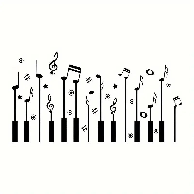 1pc Creative Wall Sticker, Music Note Piano Pattern Self-Adhesive Wall Stickers, Bedroom Entryway Living Room Porch Home Decorat