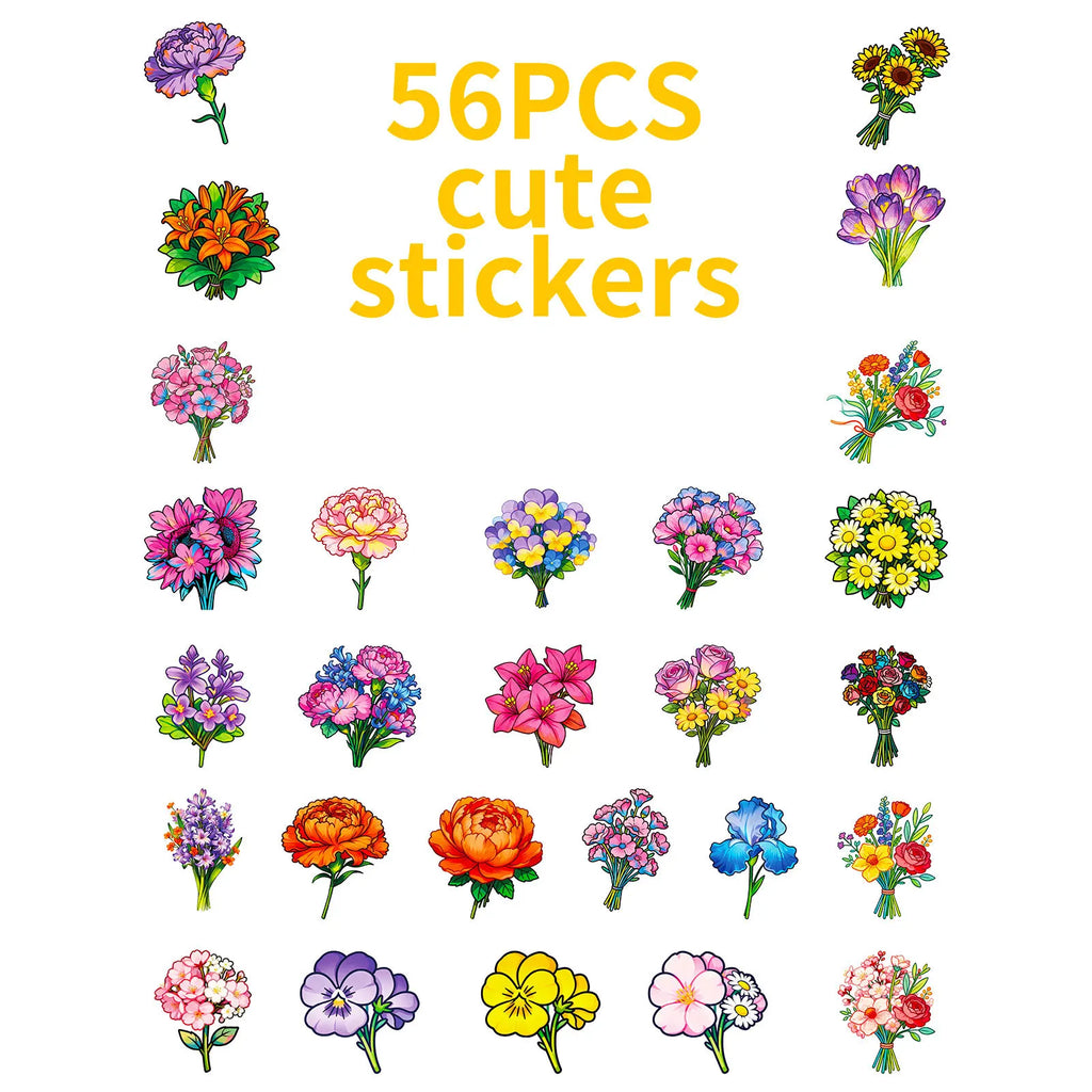 50/100 Pcs Colorful Floral Flower Plant Theme Stickers for Phone Vase Scrapbook Stationery Box Printer Cup Removable Decals