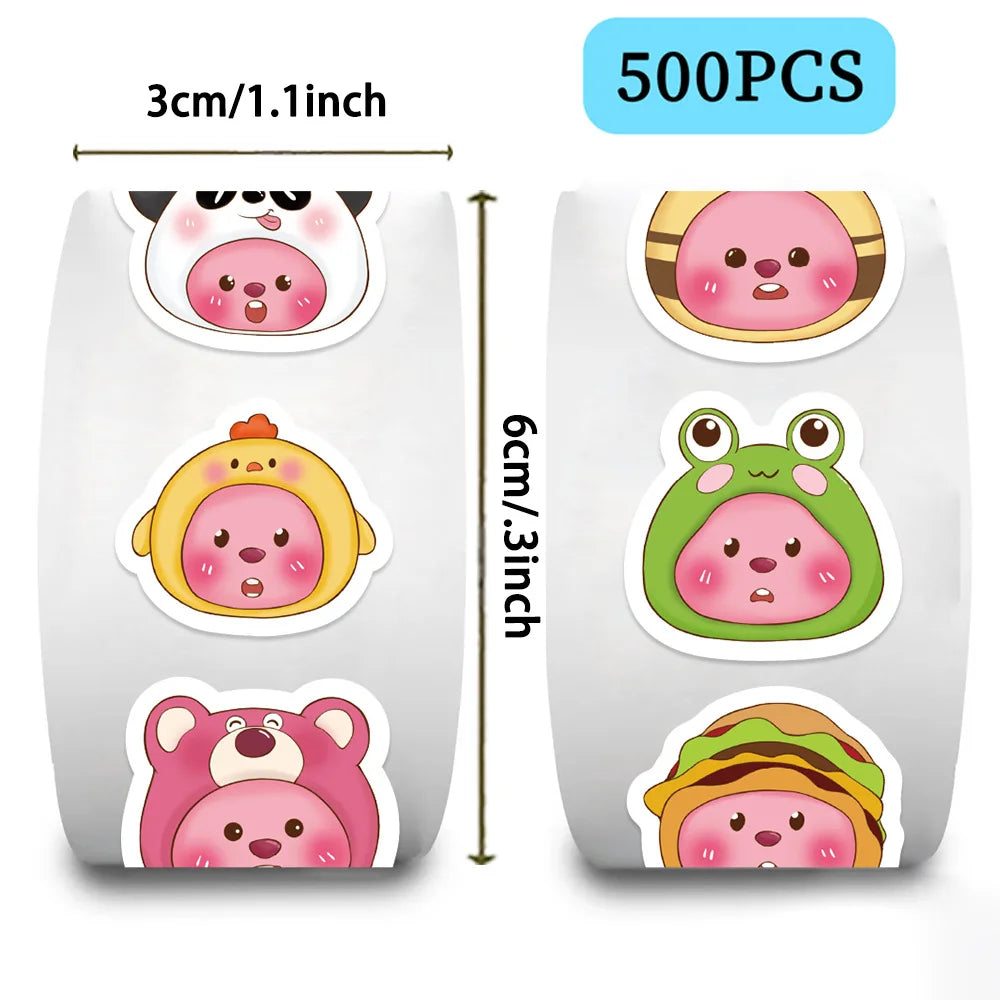 500/1000PCS Adhesive Cute Cartoon Bee Animal Gift Sealing DIY Decor Envelope Waterproof Stationery Notebook Children Stickers