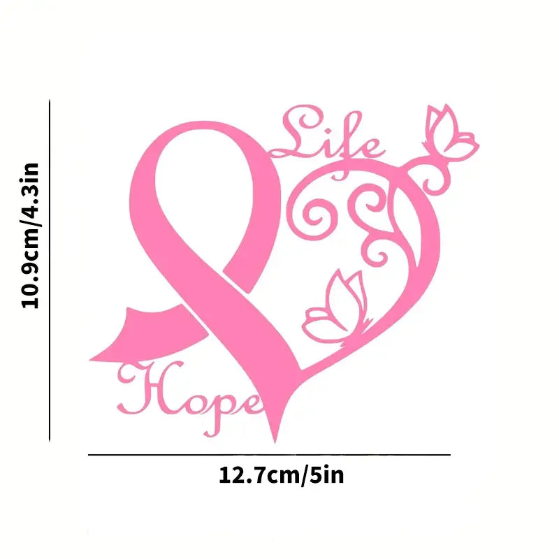 Pink Cancer Awareness Ribbon Heart Butterfly Vine Life Hope Car Stickers For Laptop Water Bottle Phone Car Motorcycle Window Wal