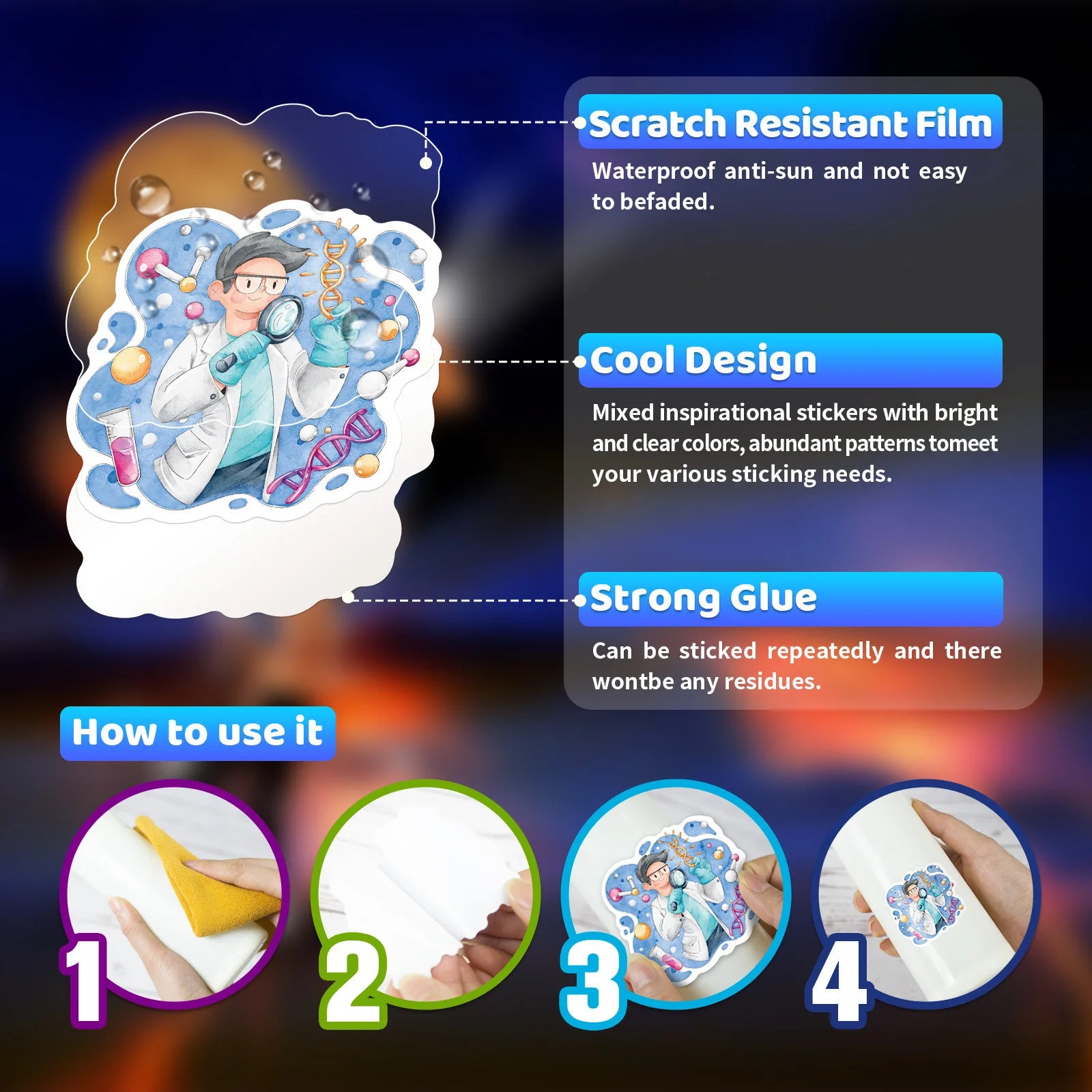 50/100PCS Scientific Chemistry Equipment Laboratory Cartoon DIY Computer Notebook Stationery Decorative Stickers
