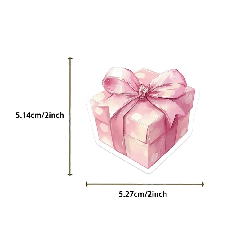 10/30/50PCS Cute Pink Christmas PVC Sticky Sticker Aesthetic DIY Decoration Scrapbooking Children's School Supplies