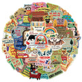 50PCS Inspirational Language Power Cartoon Stickers DIY Scrapbook Phone Case Laptop Tablet Decorative Stickers