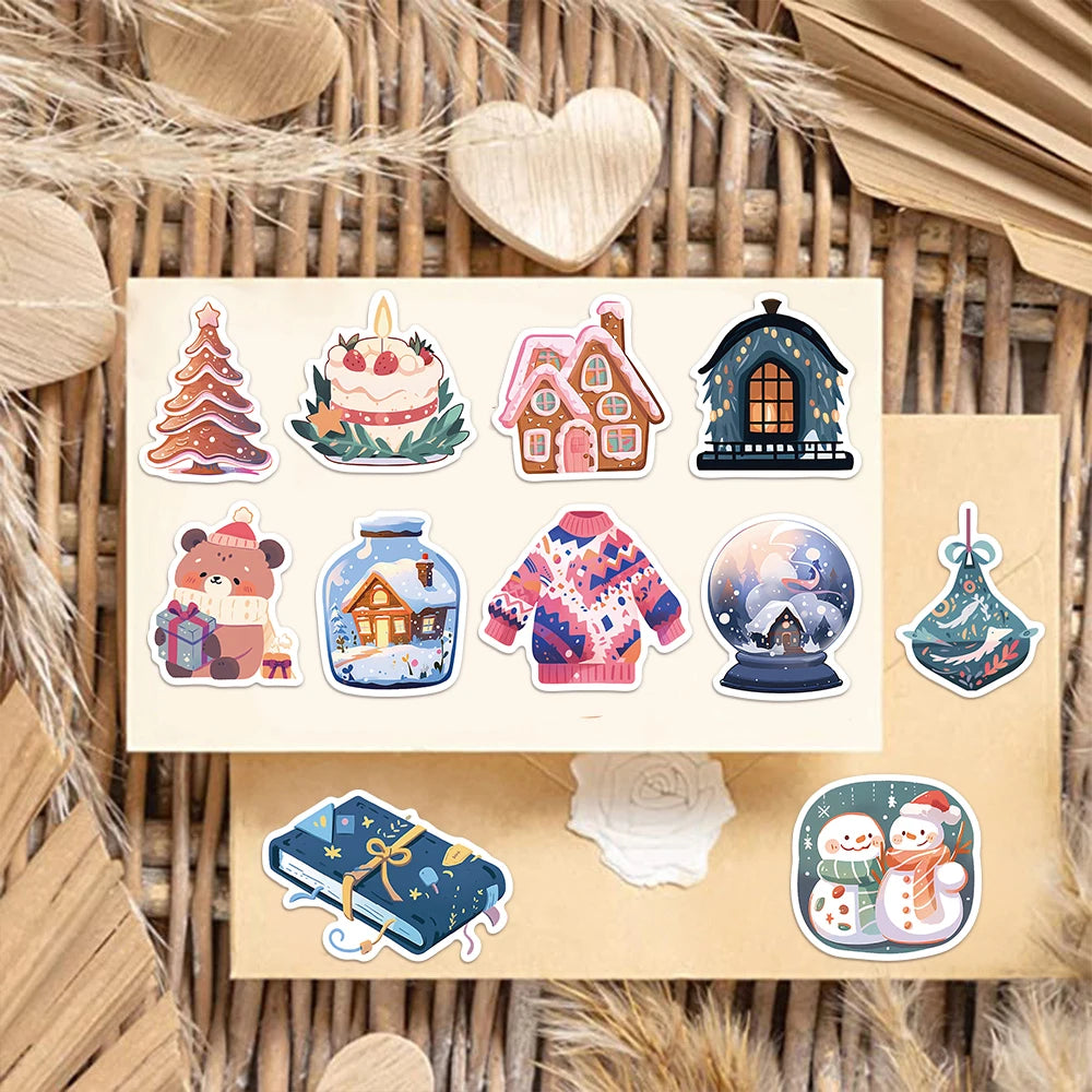 50PCS Winter Cartoon Stickers Exquisite Laptop Materials Phone Cases Laptop Suitcases Water Cups Waterproof Stickers