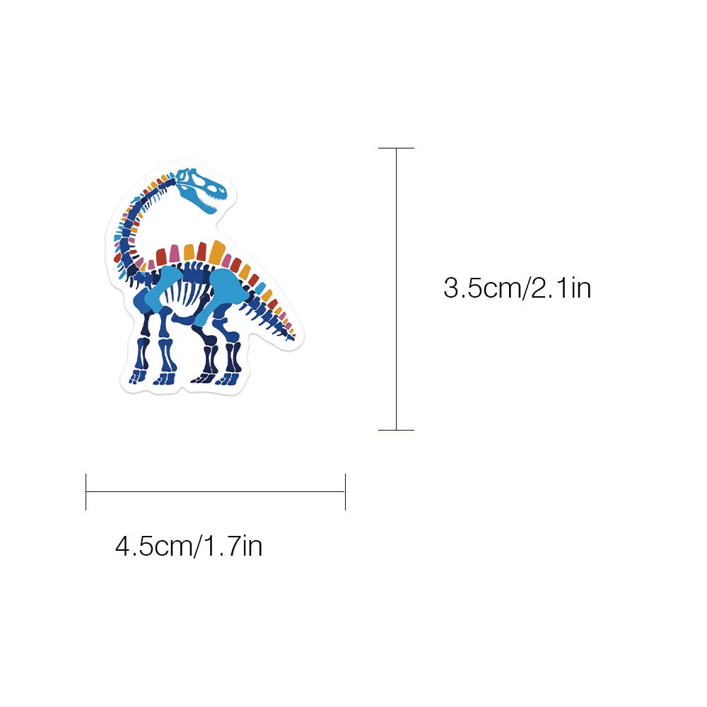 50PCS Colorful Dinosaur Dragon Bone Stickers Luggage Laptop Water Cup Stationery Stickers