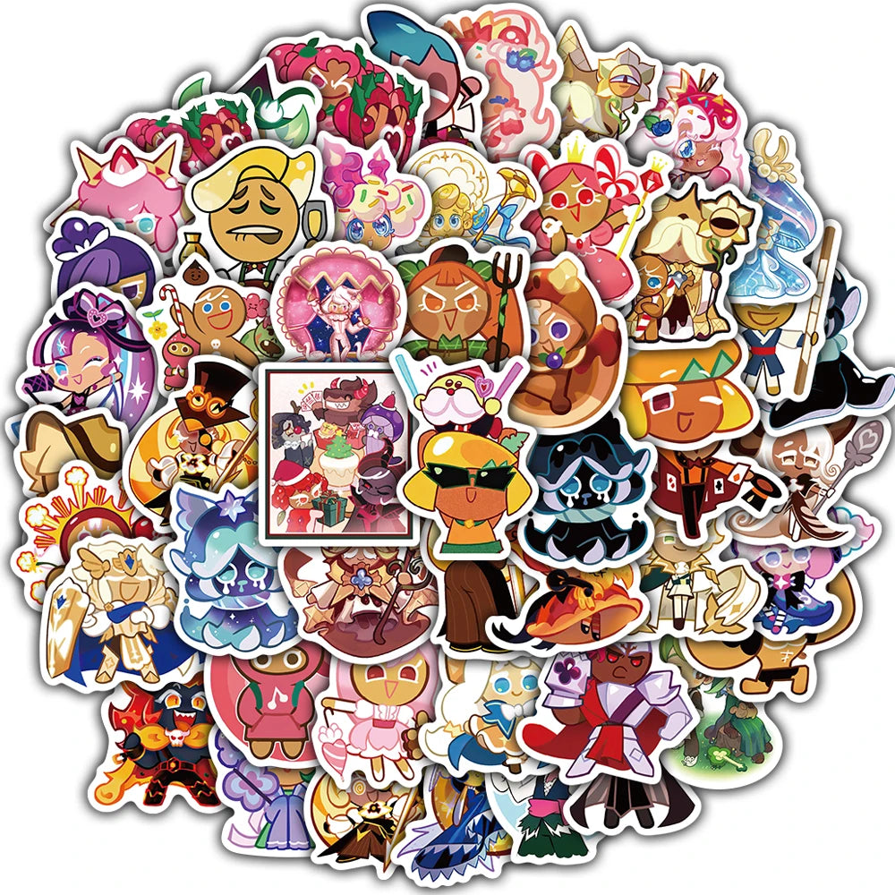 50PCS Cookie Run Kingdom Stickers Notebook Laptop Cartoon Phone Waterproof Aesthetic Phone Skateboard Cafe Decals Sticker