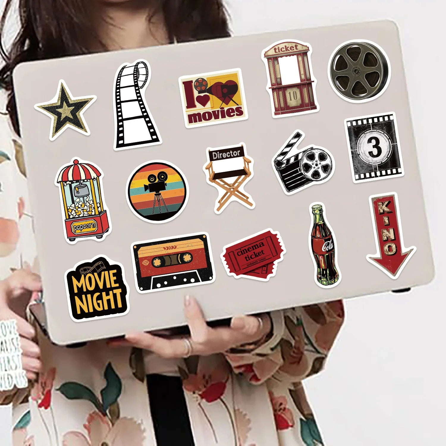 50/100PCS Cartoon Retro Movie Material Graffiti Stickers Decoration Guitar Notebook Luggage DIY Waterproof Stationery Stickers