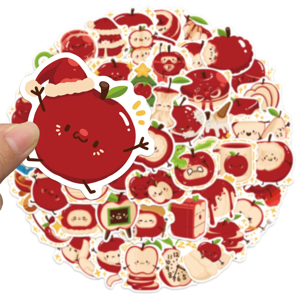50PCS Cartoon Apple Paradise Fun Stickers DIY Manual Speaker Decoration Luggage Notebook Water Cup Label Waterproof Stickers