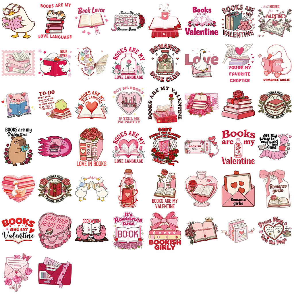 50/100PCS Valentine's Day Bookish Stickers Creative Stickers Decorative Luggage Stationery Phone Cases