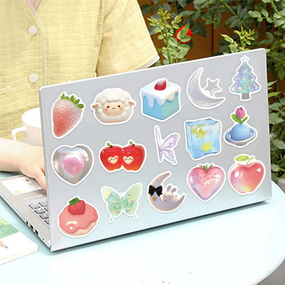 50PCS 3D Pattern Series Sticker Pack Waterproof Stickers DIY Brochure Decorative Notebook Tablet Toy Stickers