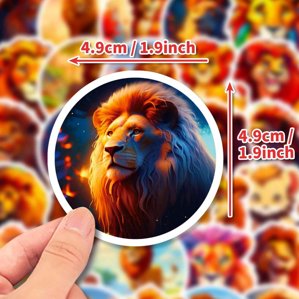 50/100PCS Lion Stickers Cute Cartoon Animal Waterproof Stationery Notebook Reward Stickers