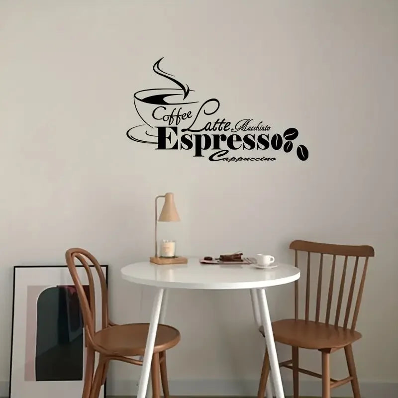 A Removable Self-Adhesive Wall Sticker with a Coffee Theme, Suitable for Decorating The Bedroom, Hallway, Living Room, And Porch