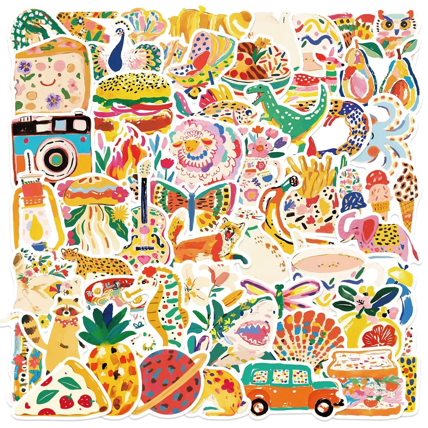 50 PCS Cartoon Color Illustrations, Graffiti Stickers Decorate Guitar Notebook Luggage DIY Waterproof Stickers