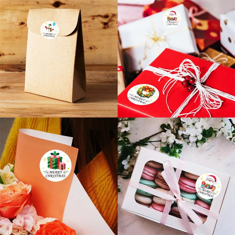 500PCS Kawaii Christmas Sticky Paper Sticker Labels Thank You Sticker Sealing DIY Decoration Scrapbooking Stationery Supplies