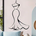 Elegant Black Silhouette Wall Decal - Modern Minimalist Female Figure Line Art, Removable Self-Adhesive Sticker for Studio, Dres