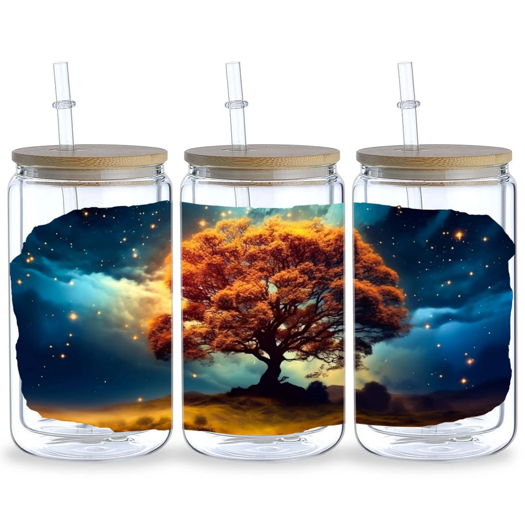 5 sheets of supernatural starry sky UV DTF cup packaging suitable for 16oz glass cups, waterproof UV DTF stickers