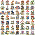 50 PCS Transparent PET Fairy Tale Castle Stickers Waterproof Stationery Cartoon House Decorative Guitar Stickers
