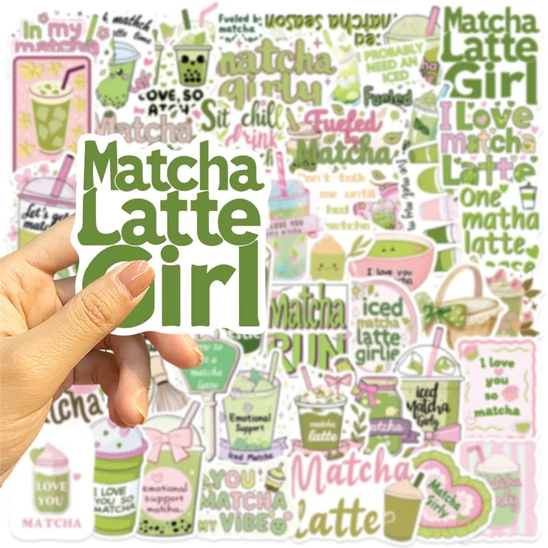 10/30/50PCS Kawaii Matcha Pink Girl PVC Sticky Sticker Aesthetic DIY Decoration Scrapbooking School Supplies for Kids
